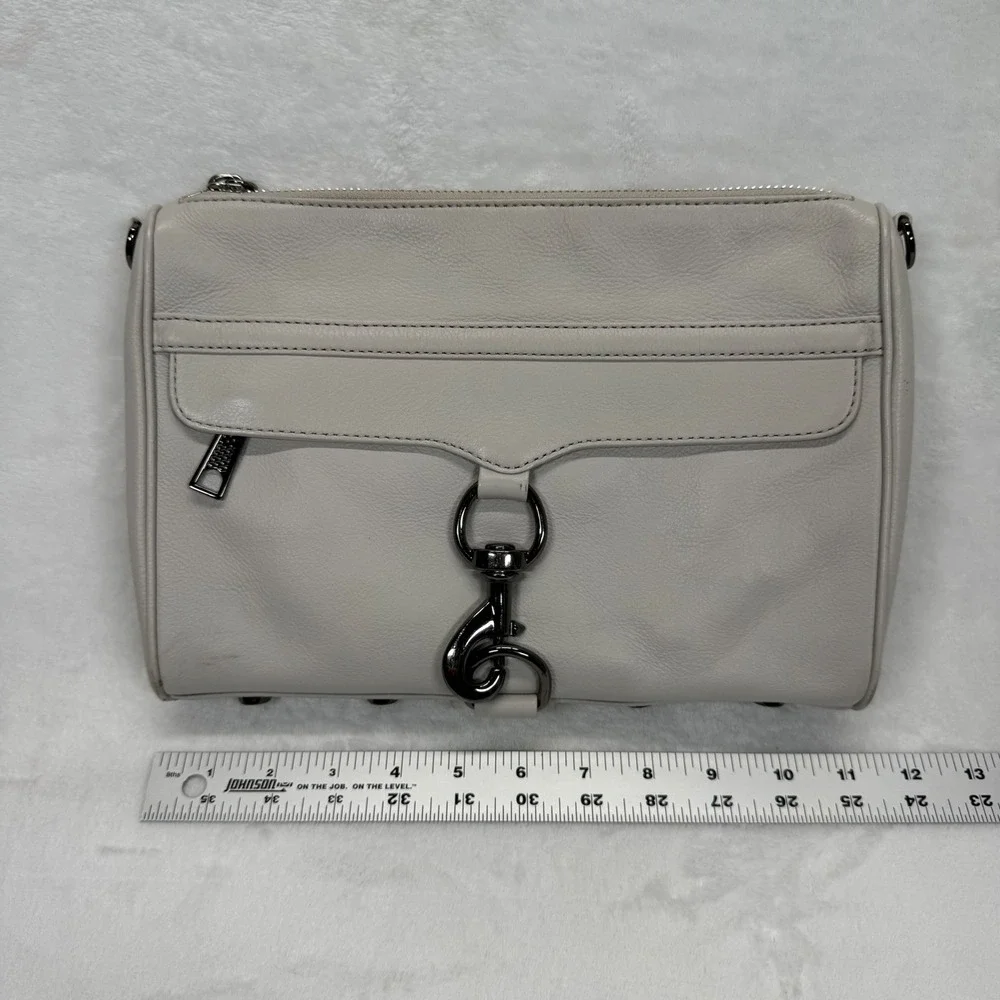 Rebecca Minkoff Crossbody Bag Leather Silver‎ Hardware Pale Gray Small